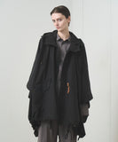 TROVE / PONCHO HOODED COAT / THREE LAYER BLACK