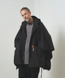 TROVE / PONCHO HOODED COAT / THREE LAYER BLACK