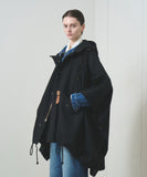 TROVE / PONCHO HOODED COAT / GABARDINE BLACK
