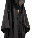 TROVE / PONCHO HOODED COAT / HERRINGBONE CHARCOAL