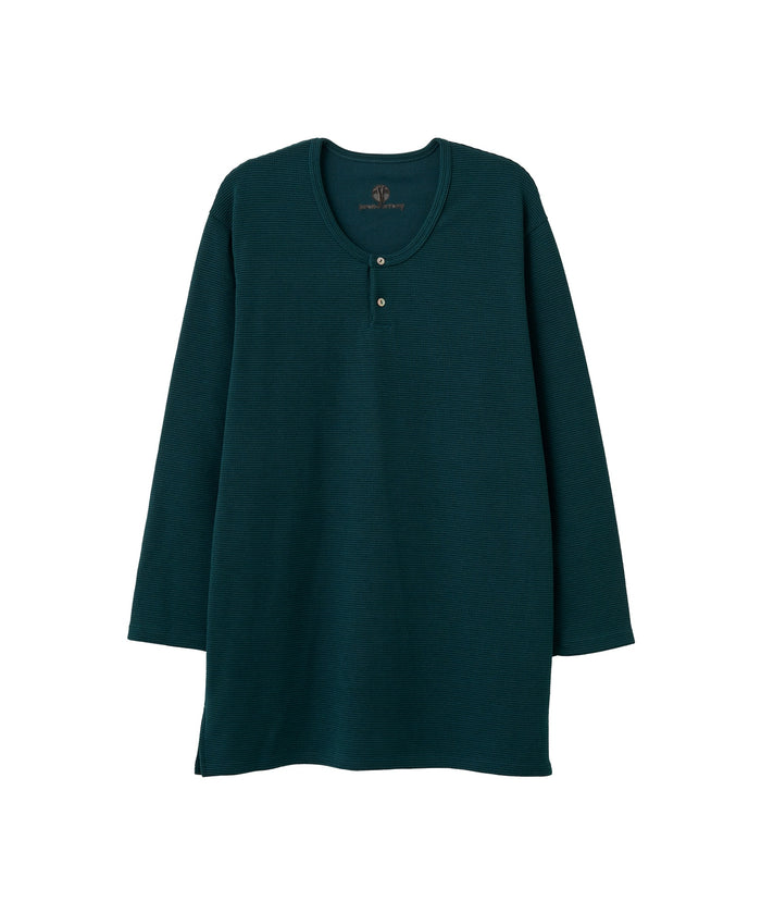 WAROBE / JIJI HENLEY HEAVY WAFFLE / DARK GREEN