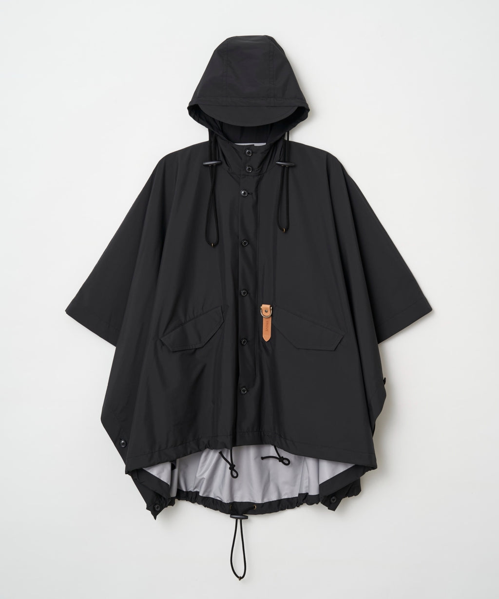 TROVE / PONCHO HOODED COAT / THREE LAYER BLACK