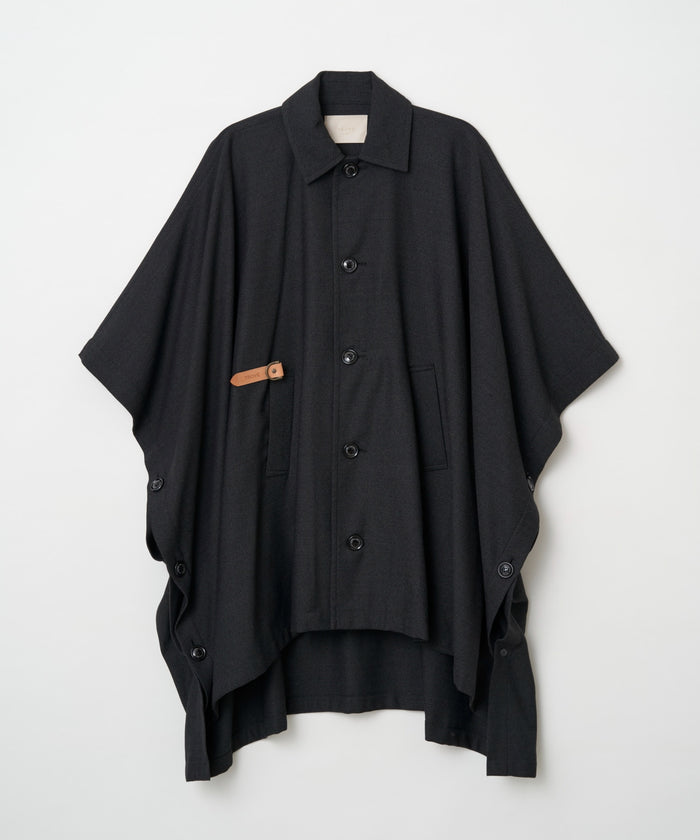 TROVE / PONCHO MAC COAT / HERRINGBONE CHARCOAL