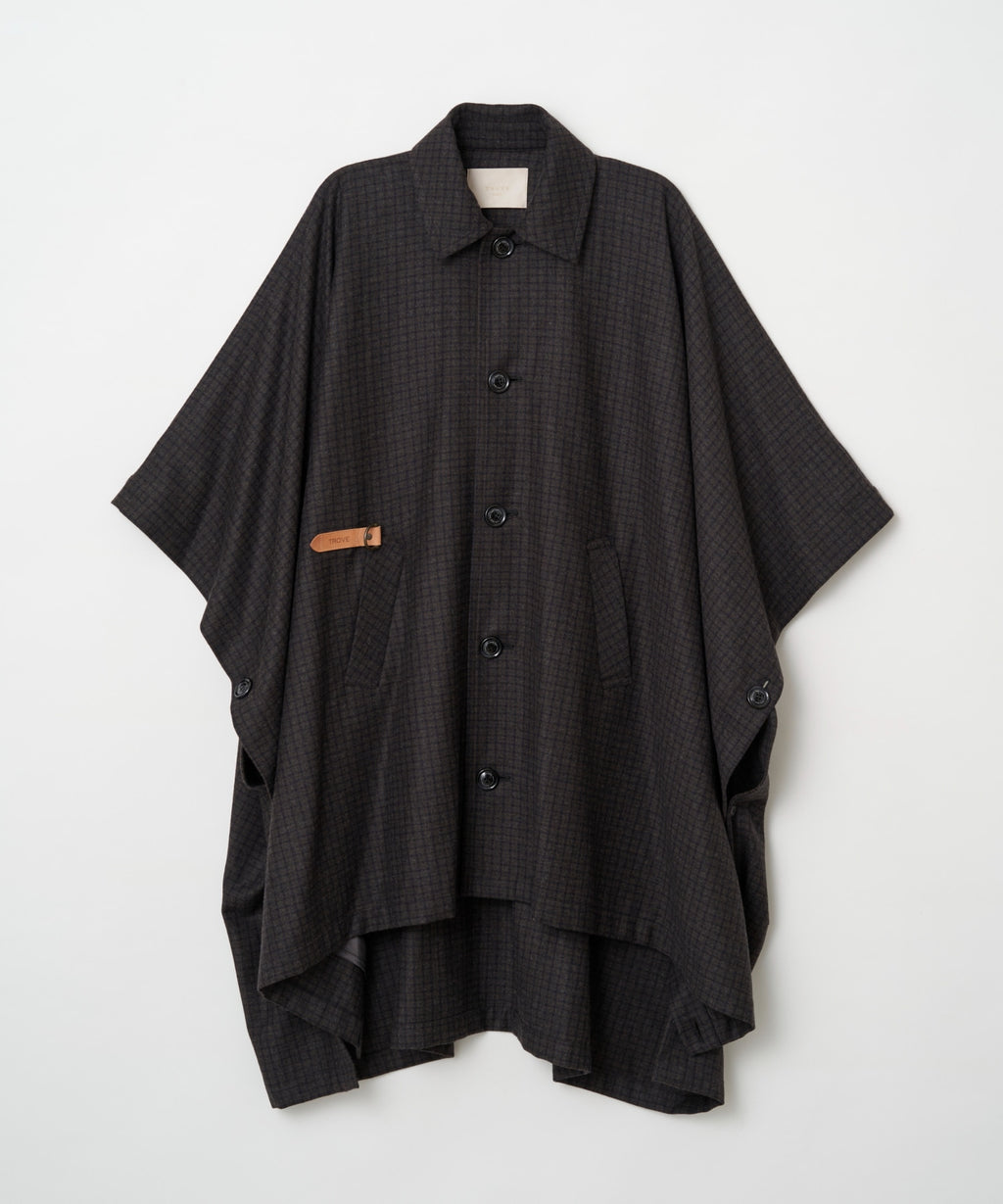 TROVE / PONCHO MAC COAT / SHEPHERDS BROWN NAVY