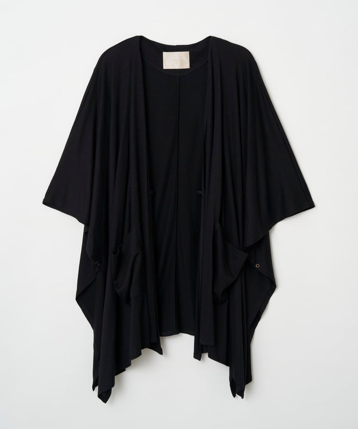 TROVE / WOOL KNIT PONCHO CARDIGAN / BLACK