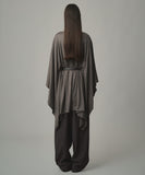 TROVE / WOOL KNIT PONCHO CARDIGAN / GREGE